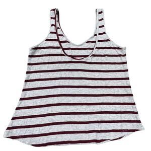 Divine Doll Gray & Burgundy Stripes Tank Top - No Tag - Measurements Included